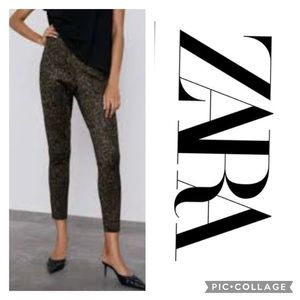 ZARA Legging Hi-Rise khaki animal print XS 24